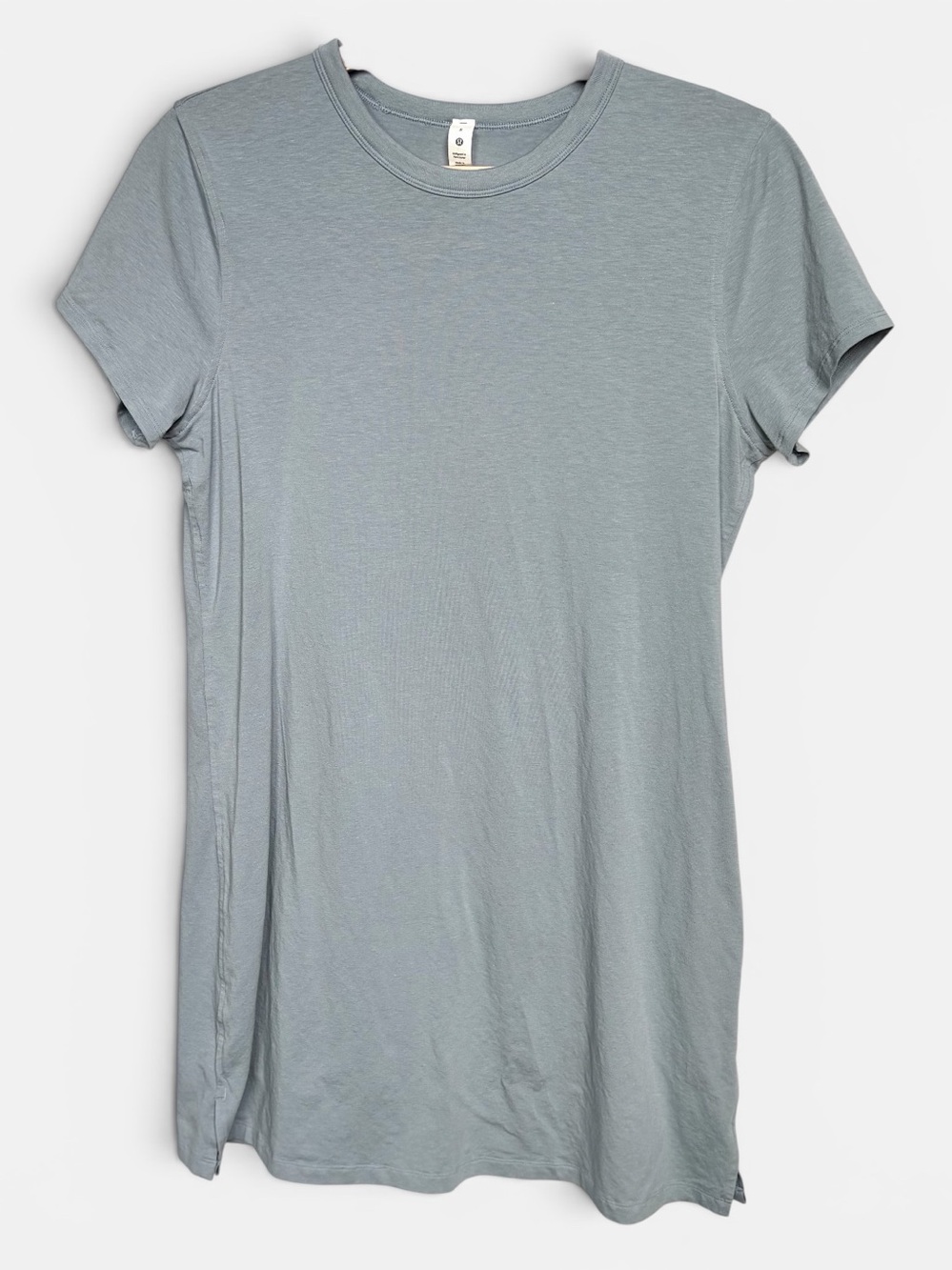 Lululemon Classic Fit Dress Sz 8 Cotton Linen Blend T-Shirt Dress Light Blue